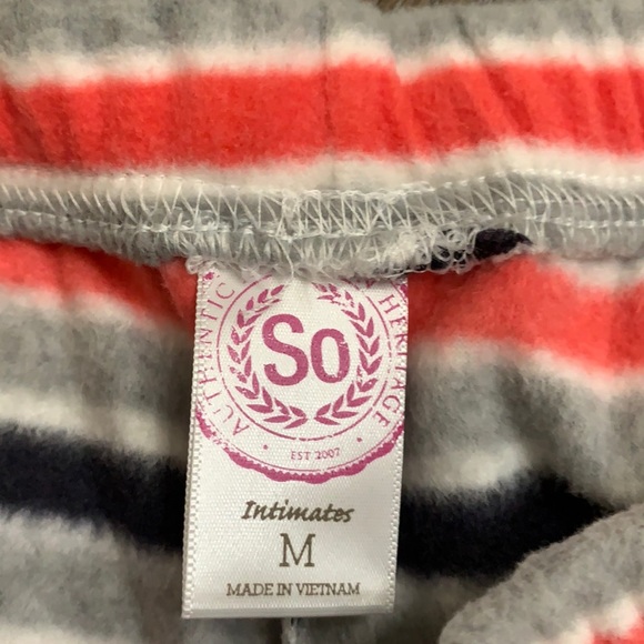 SO gray/black/coral striped soft and comfy fleece pajama pants - Picture 9 of 13